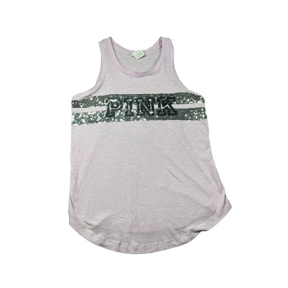 PINK Victoria Secret Sequin Tank Top Women's‎ XS Purple Sleeveless Shirt - Picture 1 of 5